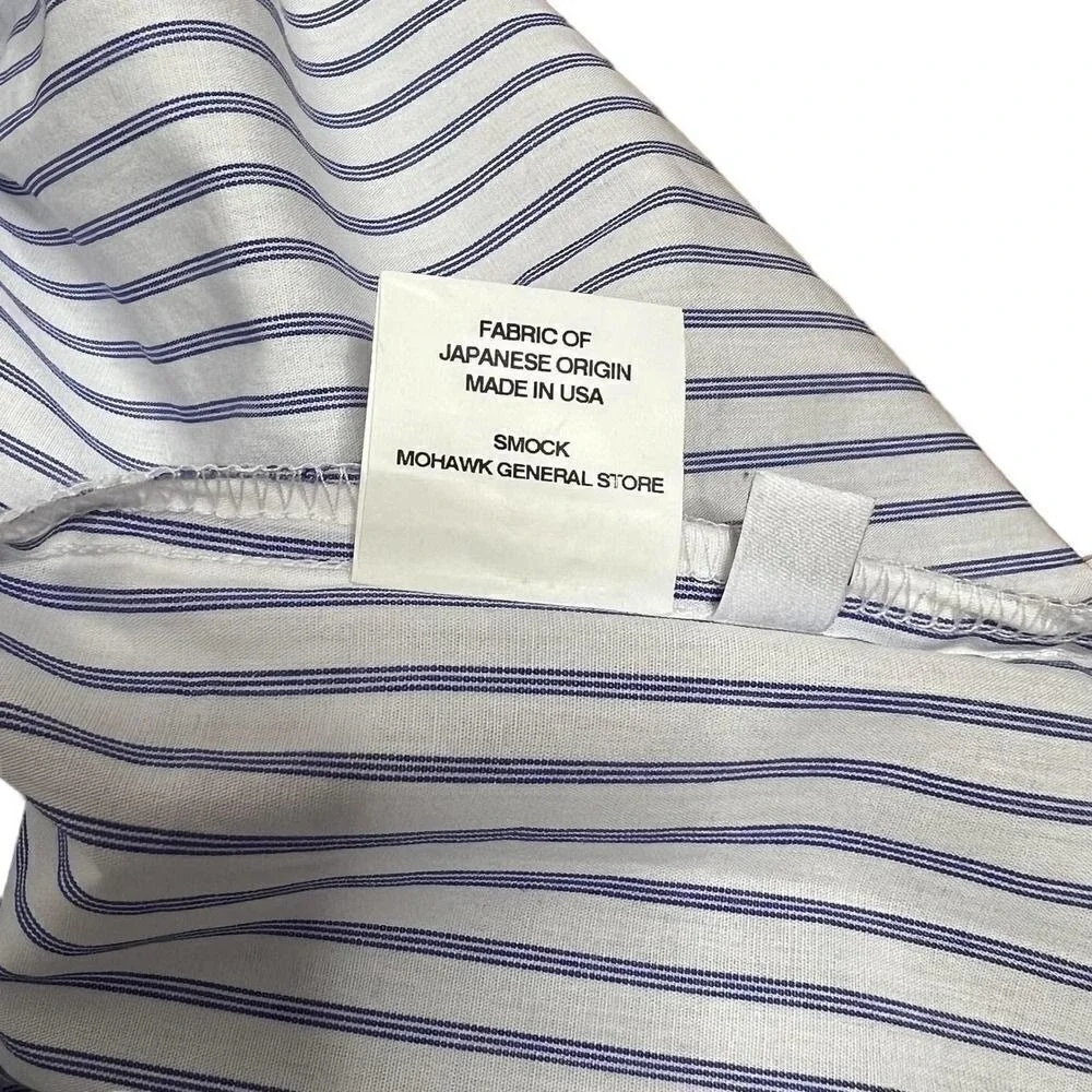 Mohawk General Store SMOCK Japan Stripe Shirt Dress 2 Blue White Button‎ Front